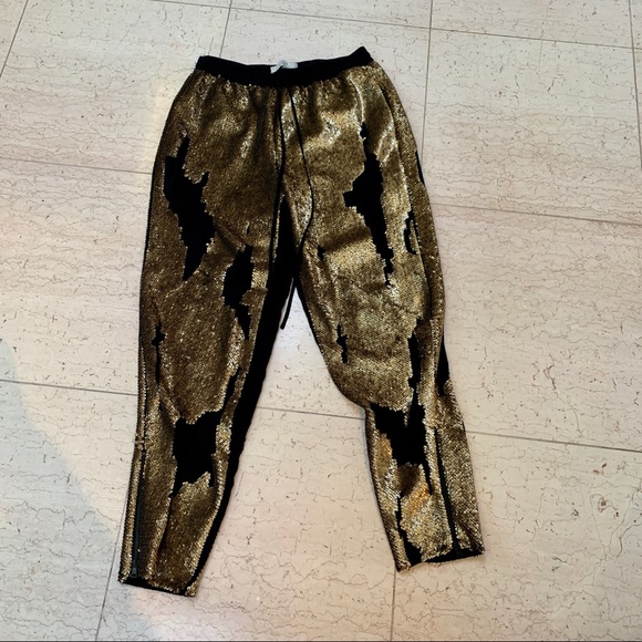 Robert Rodriguez Gold Sequined Track Pants - Picture 5 of 16